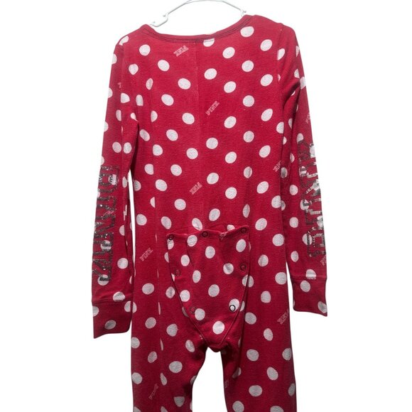 Victoria Secret Y2K 00s Polka Dot One Piece Pajama Medium Thermal Bling Sequins - Picture 8 of 16